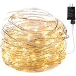 Minetom 100 LED Warm White Starry Lights Plug In On 32 Ft Silver Ultra Thin String Wire