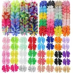 120PCS 3inch Grosgrain Ribbon Pinwheel Hair Bows Boutique Bows Alligator Clips For Girls Toddlers Teens(60Colorsx2)