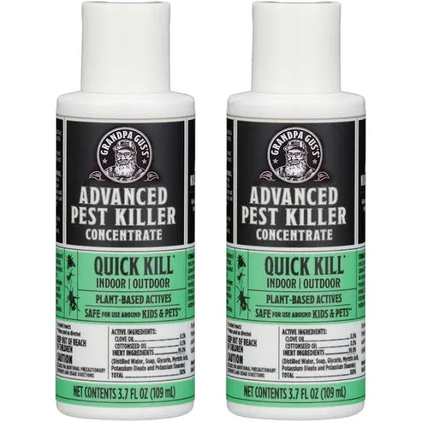 Grandpa Gus's Natural Advanced Pest Killer Concentrate, Plant-Based Actives Quick Kill Multiple Insect Species, Indoor & Outdoor Use, Light Scent, 3.7 fl oz (Pack of 2)