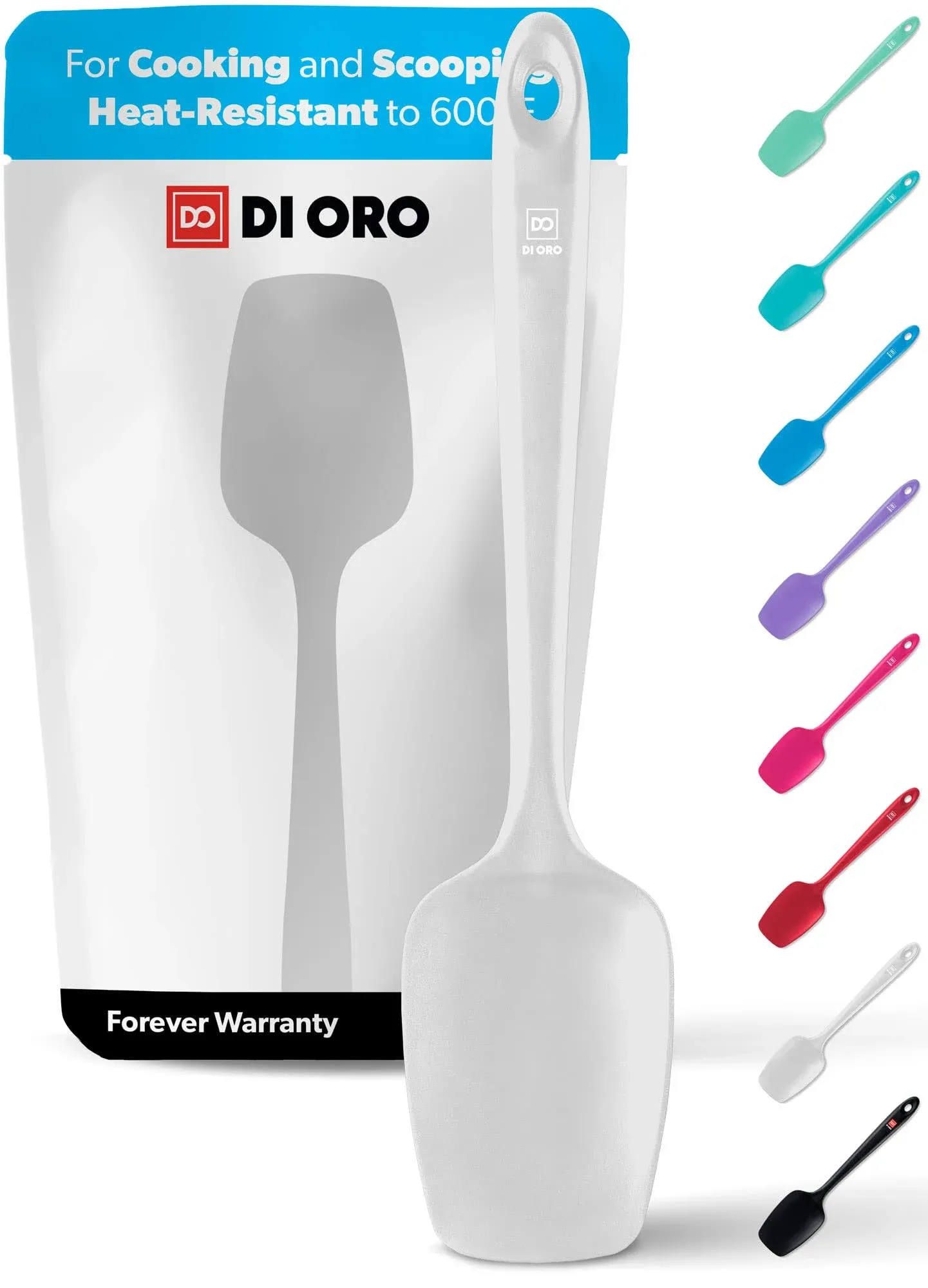 DI ORO Silicone Spoon Spatula - Forever Warranty - 600°F Heat-Resistant Large Silicone Spoonula Scraper - BPA Free Nonstick Cookware Safe Rubber Kitchen Utensil for Baking, Cooking, & Mixing (Stone)