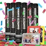 Multicolor Confetti Cannon 6pc, Biodegradable Confetti Poppers Bulk, 2025 New Years Eve Poppers Confetti Blaster, Party Poppers Confetti Shooters for Christmas Celebrations, Birthday Confetti Poppers