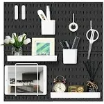 VUSIGN Pegboard Combination Wall Organizer Kit, 4 Pieces Pegboards and 17 Accessories Modular Hanging, Wall Mount Display Peg Board Panel Kits for