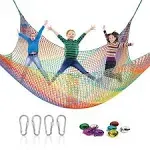 Kids Playground Climbing Cargo Net - 9.8 x 9.8Ft Kids 9.8&#039; x 9.8&#039; Rainbow