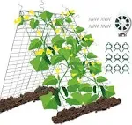 Garden Cucumber Trellis 48" H x 34" L,Foldable Cucumber Trellis A-Frame Trellis Garden Grow Support with 328Feet Twist Ties,Garden Clip,Climbing