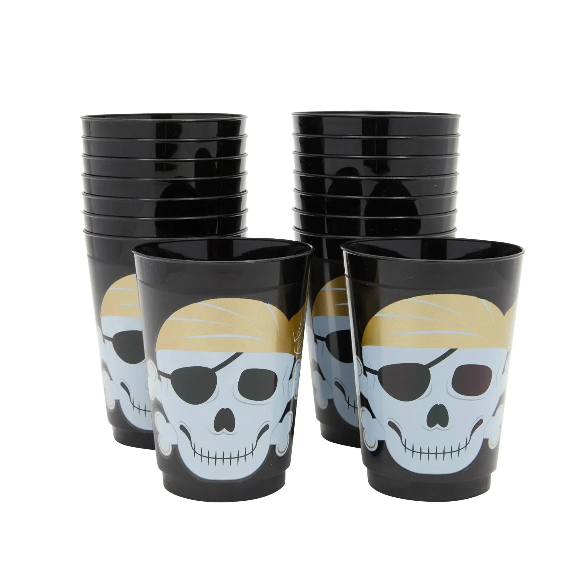 Sparkle and Bash 16 Pack Plastic Skull Themed Tumbler Cups for Kids Pirate ...