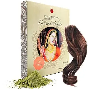 Henna & Indigo Powder - Brown Hair Dye - Fresh & Pure Organic - 200g - Indian Natural Hair Care