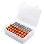 Battery Organizer Storage Box, Garage Case Holder for 24* AA, 30* AAA Batteries (Bag Not Include Batteries Pack)-White