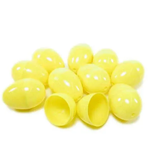 24 EMPTY YELLOW PLASTIC EASTER VENDING EGGS 2.25 INCH, BEST PRICE FASTEST SHIP!!