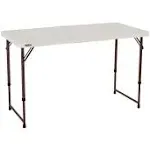 Lifetime 4-Foot Fold-in-Half Adjustable Folding Table, 4 ft, Almond