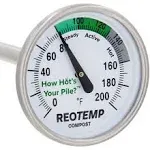 Reotemp 16 Inch Fahrenheit Backyard Compost Thermometer with Digital Composting Guide