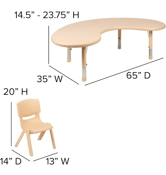 Flash Furniture Natural Half-round Kid's Play Table (Set Of 4 Chairs)