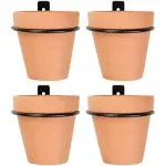 Darware Metal Wall Ring Planters with Pots (4-Pack, 8-Piece Set); Wall Mounted Clay Pots with Holders for Plants and Flowers