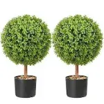 2 Pack 2&#039; Artificial Topiary Ball Tree Faux Plant UV Indoor Outdoor Home Decor