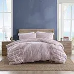 Nautica- Queen Duvet Cover, Cotton Reversible Bedding with Button Closure, Casual Home Décor for All Seasons (Coleridge Stripe Red, Queen)