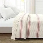 Lush Decor Comforter Farmhouse Stripe, King, Red