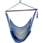 Sunnydaze Decor Hanging Caribbean Hammock Chair, Blue