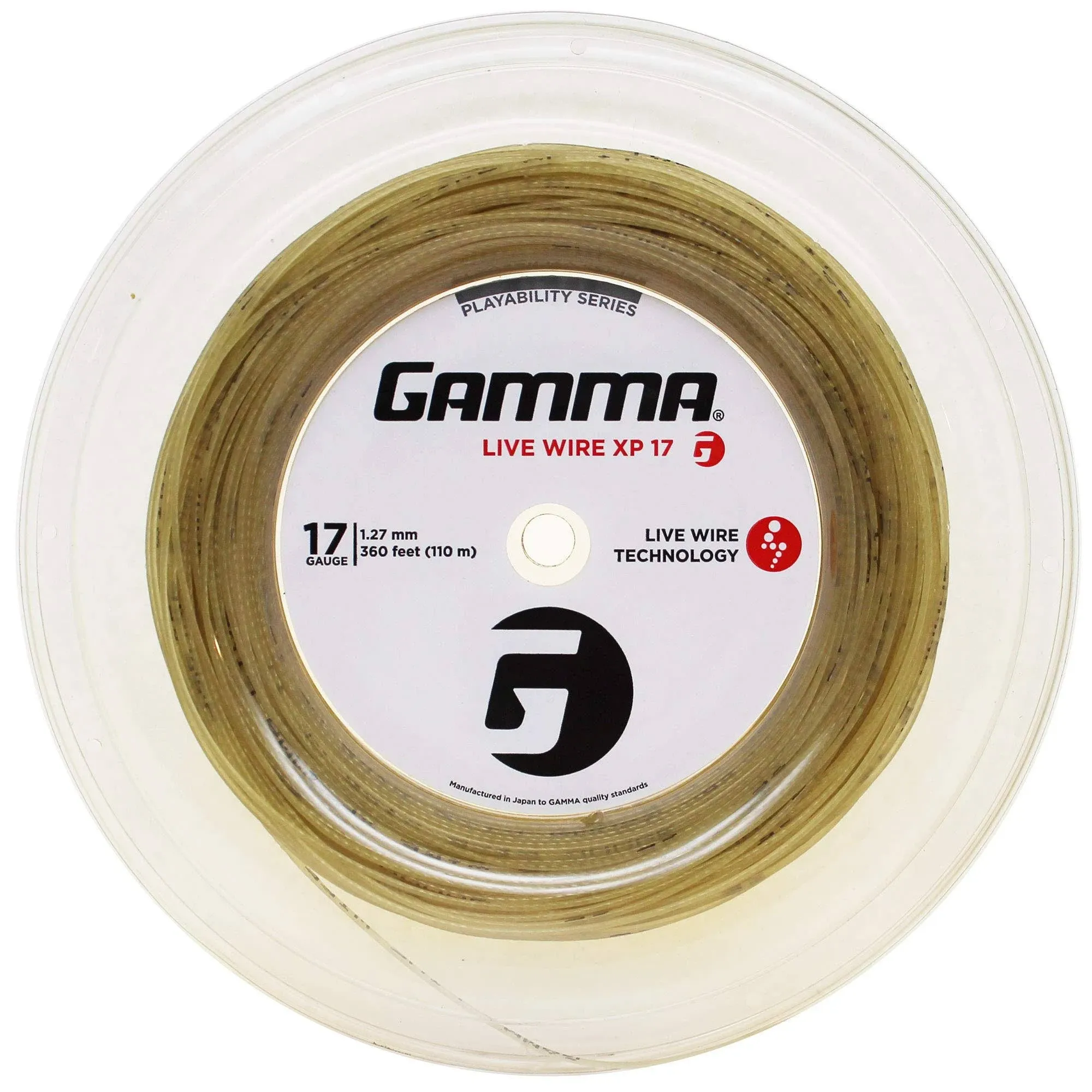 Gamma Sports Live Wire XP Tennis Racket String Multifilament Series- Firmer, More Crisp Feel For Natural Gut-Like Playability - 16L or 17 Gauge (Black, Natural)