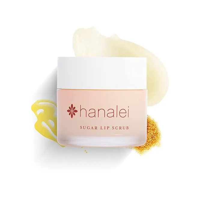 Hanalei Vegan and Cruelty-Free Sugar Lip Scrub Exfoliator - Hawaiian Cane Sugar, Kukui Oil, Shea Butter - Exfoliate, Smooth, Rejuvenate Lips - Made in USA - Lip Care (22 g)