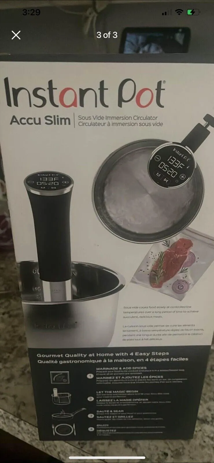 Instant Pot Accu Slim Sous Vide Immersion Circulator 12V DC Digital Slow Cooker