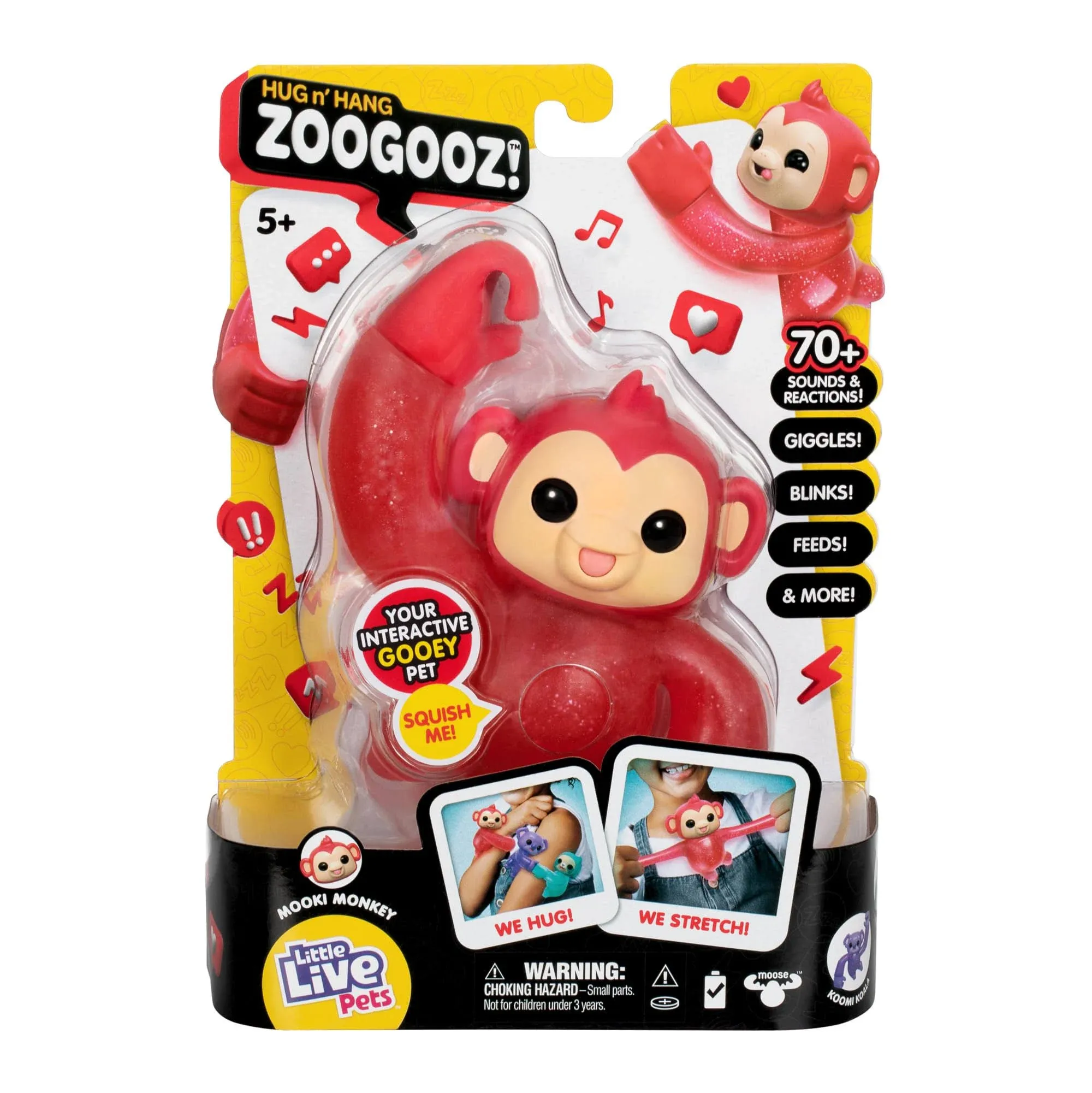 Little Live Pets Hug n&#039; Hang Zoogooz Mooki Monkey Interactive Sounds &amp; Reactions