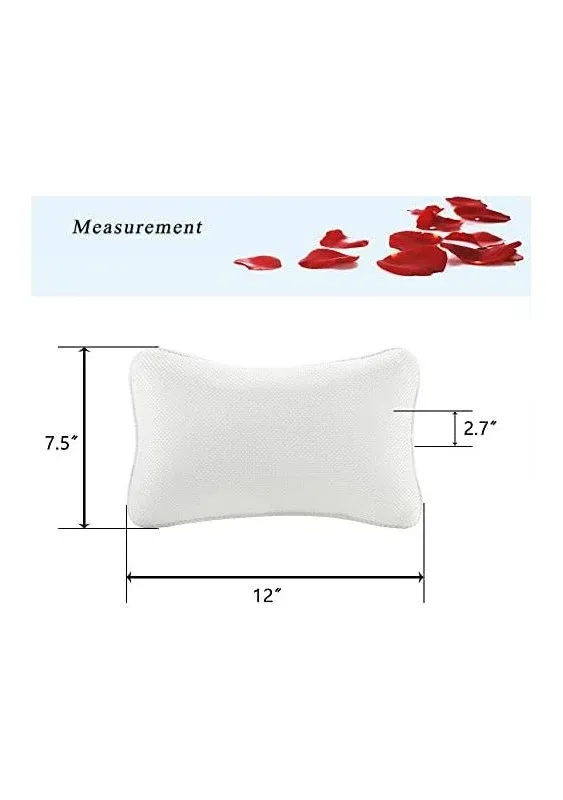 Bath Pillow for Tub, Non Slip, Breathable Soft, Comfortable Head Neck Support, Machine Washable, 2 Suction Cups(Off White)