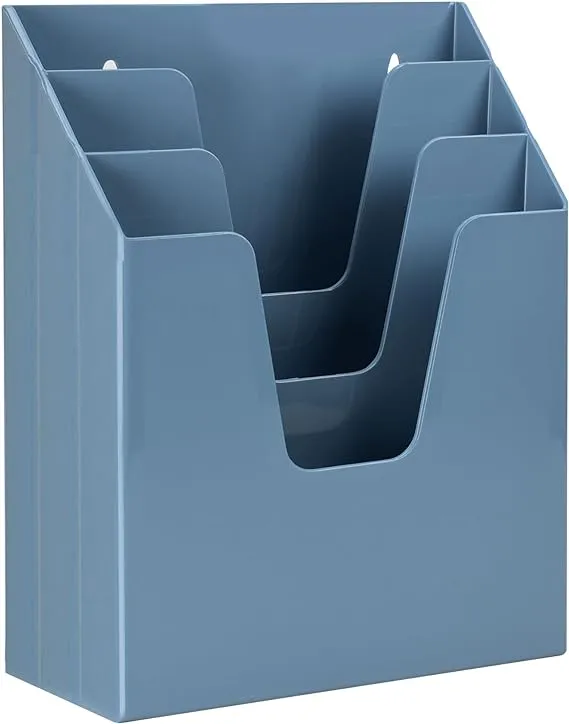 Acrimet Vertical Triple File Folder Organizer (Solid Blue color)