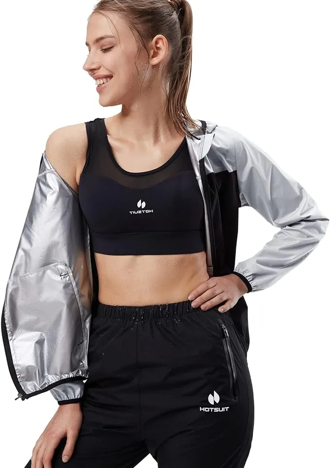 HOTSUIT Sauna Suit for Women Sweat Suits Gym Workout Exercise Sauna Jacket Pant Full Body