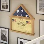 Emma + Oliver Memorial Flag, Certificate and Shadow Box Display Case Small - Solid Wood, 26.5"W x 4.5"D x 26.5"H, Weathered