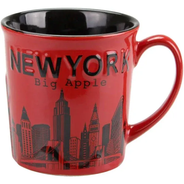 New York Big Apple City Skyline Jumbo Ceramic Mugs - 12oz (Red)