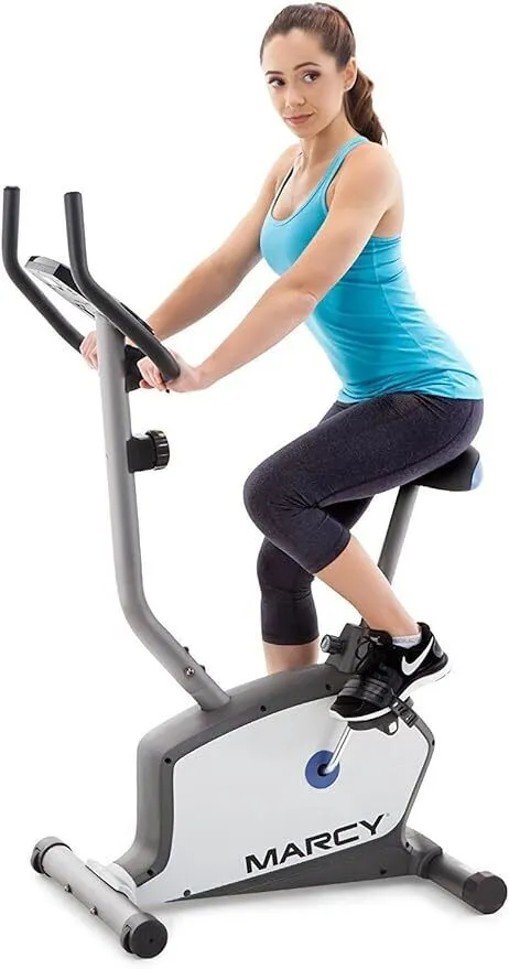 Marcy Upright Exercise Bike with Adjustable Seat 8 Magnetic Resistance Preset