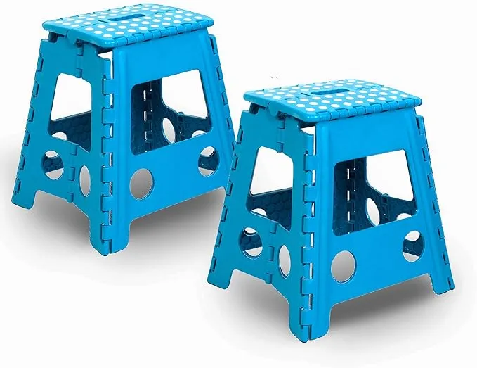 Livebest 2 Pack 15&#039;&#039; Super Strong Folding Step Stool with Portable Blue 