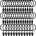 40 Pack Metal Curtain Rings with Clips, Curtain Clip Rings Hooks for Hanging Drapery Drapes Bows, Curtain Rod Rings 1.5 inch Interior Diameter, Black