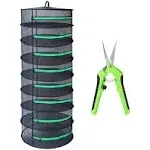 Growsun 2Ft 8 Layer Herb Drying Rack Plant Hanging Mesh Dry Net W/Green Zipper