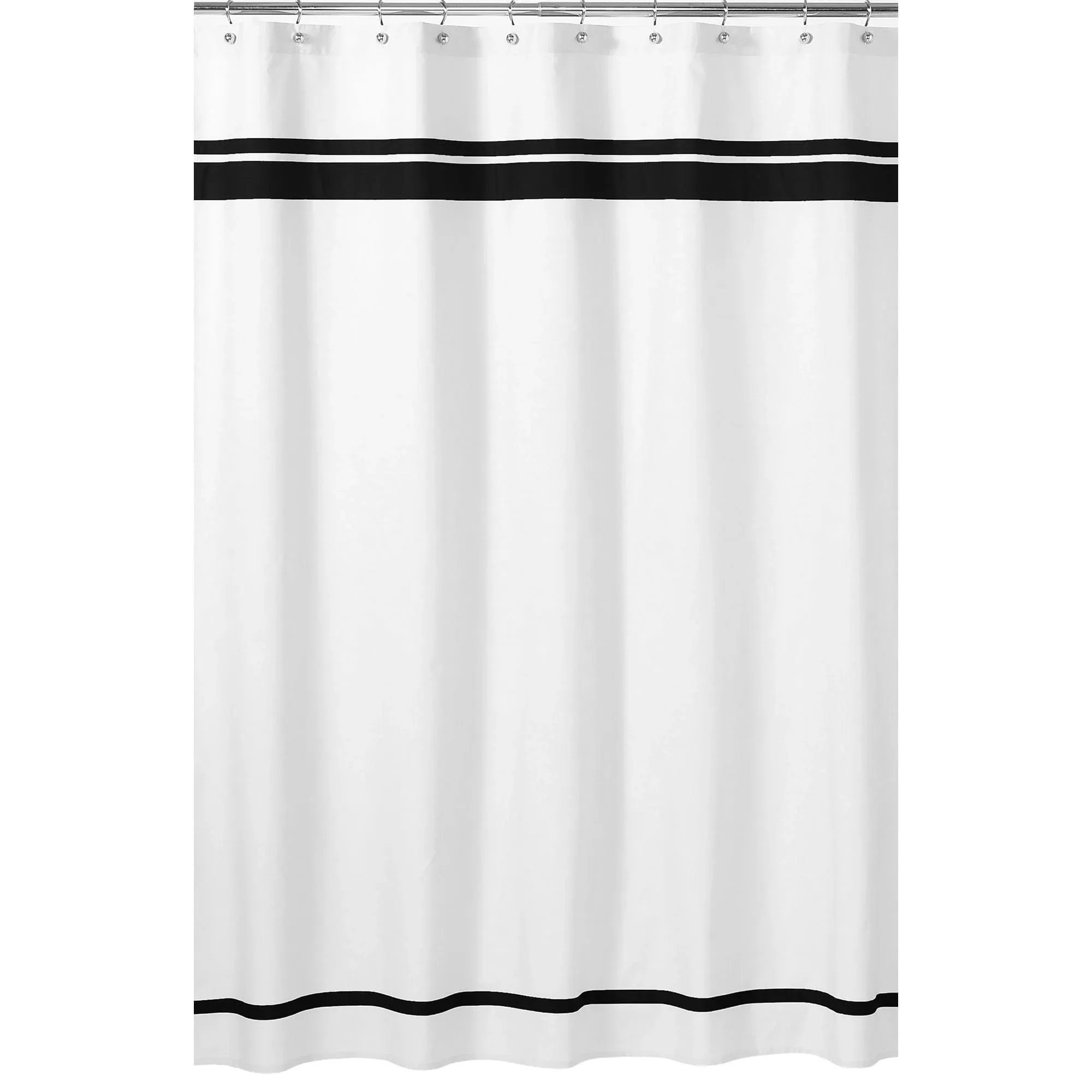 Sweet Jojo Designs Hotel Shower Curtain, White/Black, 72" L x 72" W