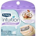 Schick Intuition Pure Nourishment 4 Blade 6 Replacement Cartrdges