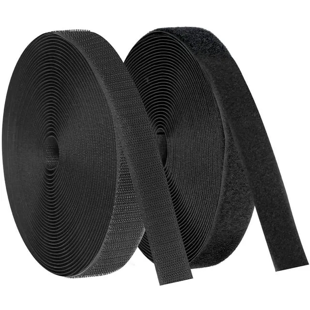 Xiyztok 2PCS Fastener Roll Strip 1Inch×32.8FT Nylon Hook and Loop Tape Velcro Straps Self-Adhesive Heavy Duty Strips Fastener Reusable Sticky Fastening Cable Ties Multi-Purpose for Home Car Clothing