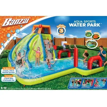 Banzai Aqua Sports 3 in 1 Water Slide Splash Park