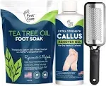 Tea Tree Foot Soak, Callus Remover Gel - Extra Strength Callus Remover Gel & Foot Soak With Epsom Salts For Calluses, Dry Cracked Heels, Toenail Fungus & Odor - Pedicure for Tired Feet