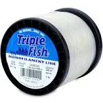 Triple Fish Mono Line, 200 lb (90.7 kg) Test, .059 in (1.50 mm) Diam, Clear, 1 lb (0.45 kg) Spool, 245 yd (224 M)