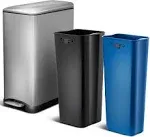 Home Zone Living 13 Gallon Kitchen Trash Can Dual Compartment Recycle Combo Slim Stainless Steel 50 Liter