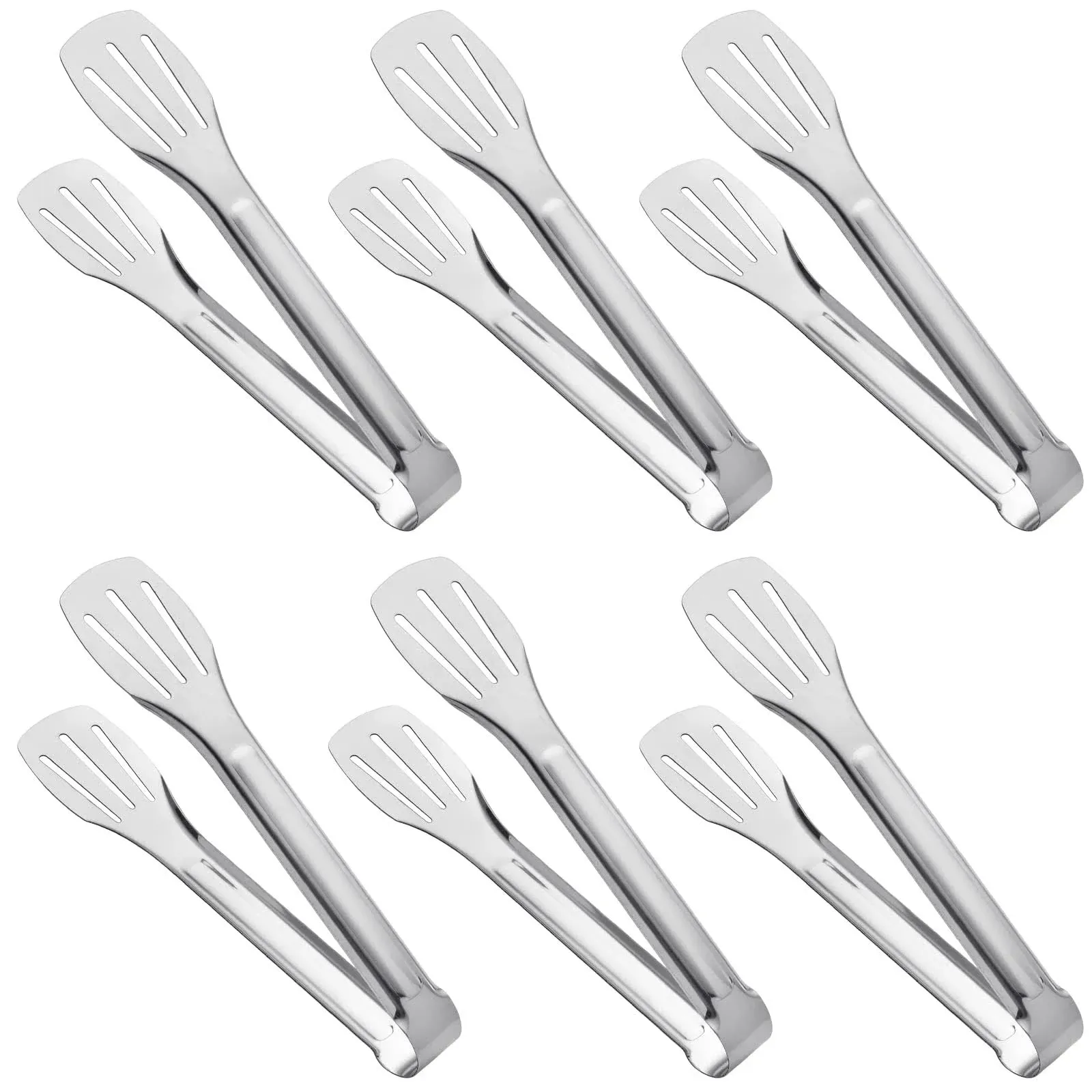 Serving Tongs Kitchen Tongs,Buffet Tongs, Stainless Steel Food Tong Serving Tong,small tongs 6 Pack (7 Inch)