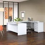 Bush Business Furniture Studio C U Shaped Desk with Mobile File Cabinet, 72W x 36D, White