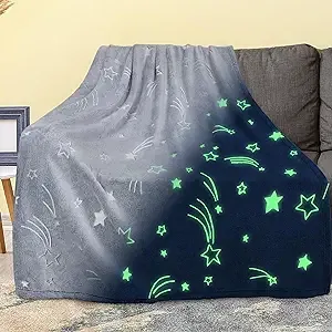 Glow in The Dark Fleece Throw Blanket Gray Shooting Star / Twin - 60" x 80"