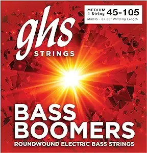 GHS Strings M3045 4-String Bass Boomers, Nickel-Plated Electric Bass Strings, Long Scale, Medium (.045-.105)