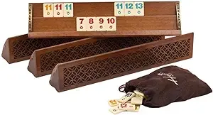 Begonia Engraved Rummy Board Game Set - Handmade Straight Rummicube Game Set (New) | Gift for Father - Turkish Okey