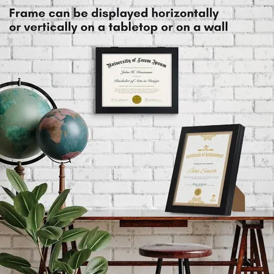 Americanflat 8.5x11 Diploma Frame with Storage - Quick Change Storage Frames - Holds 35 Documents - Storage Frame Collection - Picture Frame for Tabletop and Wall Display - Black