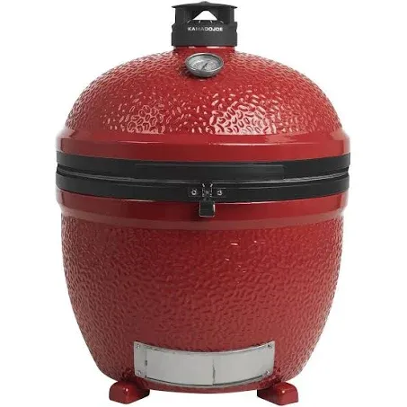 Kamado Joe Big Joe Series II 24-inch Standalone Ceramic Charcoal Grill and Smoker with Stainless Steel Grates and 450 Cooking Square Inches in Red, Model BJ24NRHC