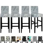 Lellen Bar Stool Chair Covers Set of 4,Jacquard Bar Chair Stool Cover Barstool Covers Slipcovers Stretch Bar Stool Covers with Backs Pub Counter Stool