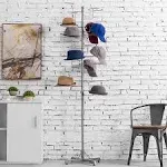 MyGift Silver Metal Freestanding Customizable Hat Stand, Wig Retail Display with 20 Circular Hooks