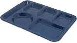 Carlisle 4398050 10" x 14" Left Handed Heavy-Duty Melamine NSF Dark Blue 6 Compartment Tray